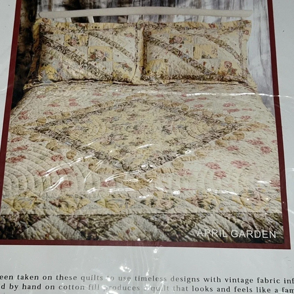 Bay Colony Home Fashions Dowry Chest‎ Collection April Garden Twin Quilt New Vtg